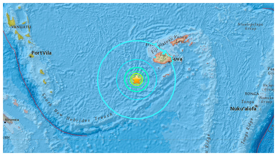 Magnitude 7.2 earthquake strikes off Fiji