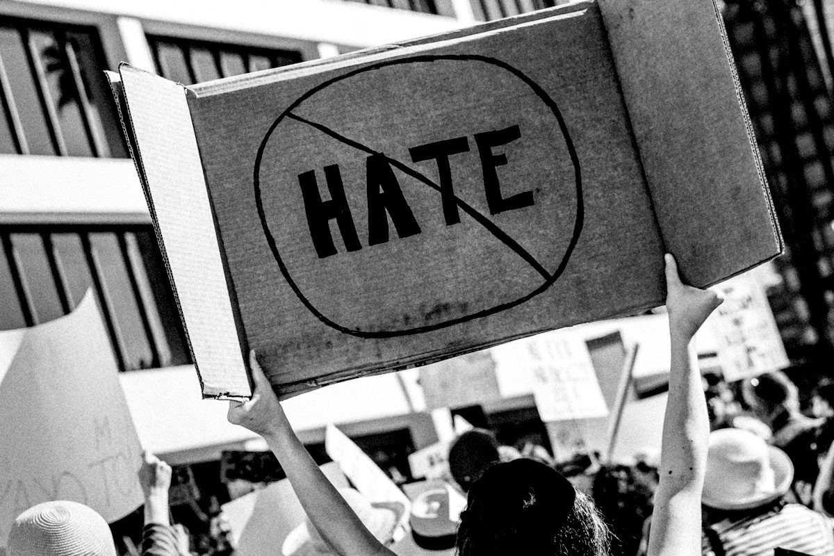 hate crime sign protest
