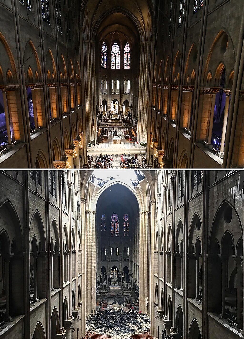 notre dame nave before after fire