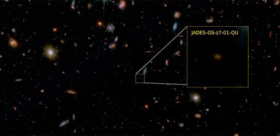 'Dead' galaxy Jades-GS-z7-01-QU