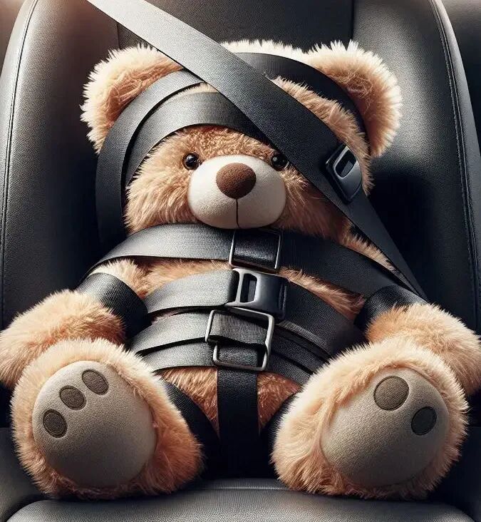 Click to enlarge bear buckled up