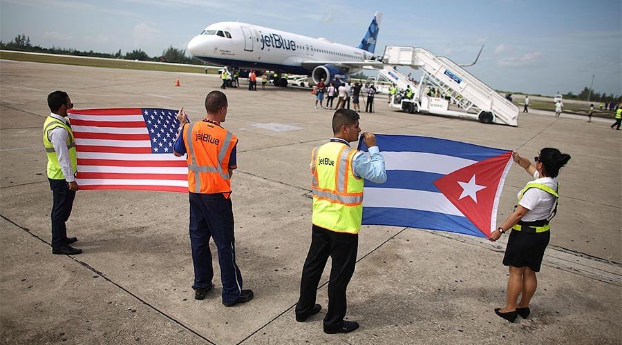 Cuba United States flags