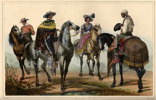 Painting of Spain's elite on horsebeack