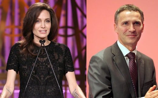 Jens Stoltenberg and Angelina Jolie