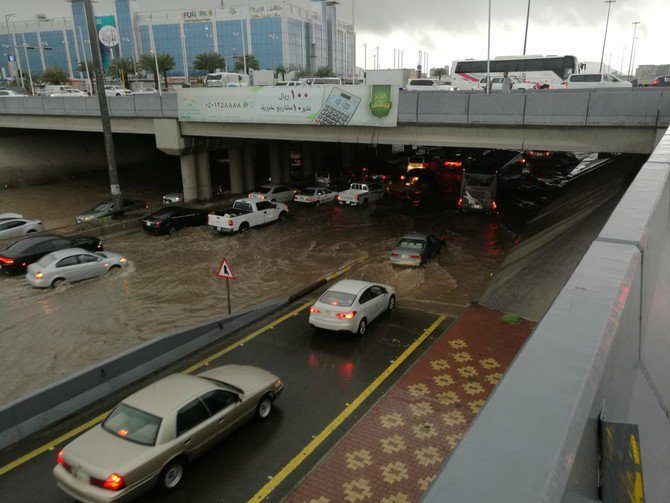 Dozens rescued from flooding after heavy rain in Saudi Arabia At