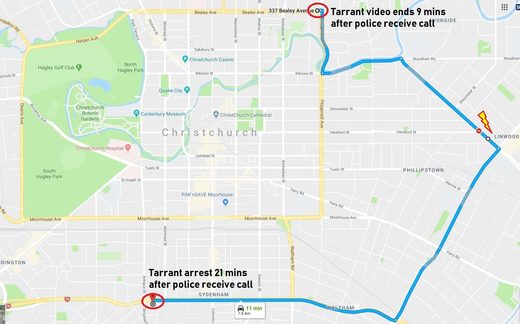 map christchurch shooting