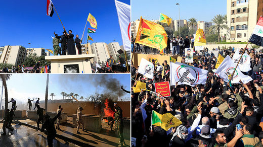 America's 'Islamic Republic' moment in Iraq? Protesters storm US embassy compound in Baghdad after US airstrikes against anti-ISIS forces