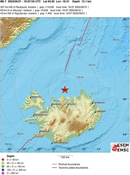 Strong, shallow M6.0 earthquake hits Iceland, ongoing intense