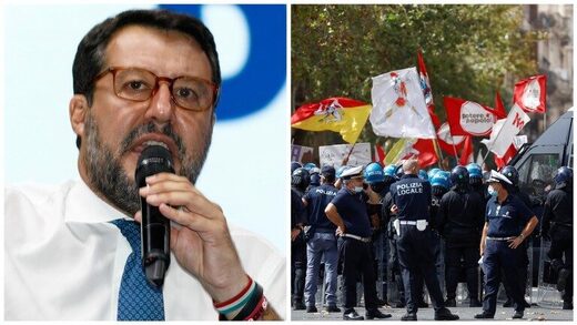 Protesters Rally In Italy As Ex-Deputy PM Salvini Faces Trial Over ...