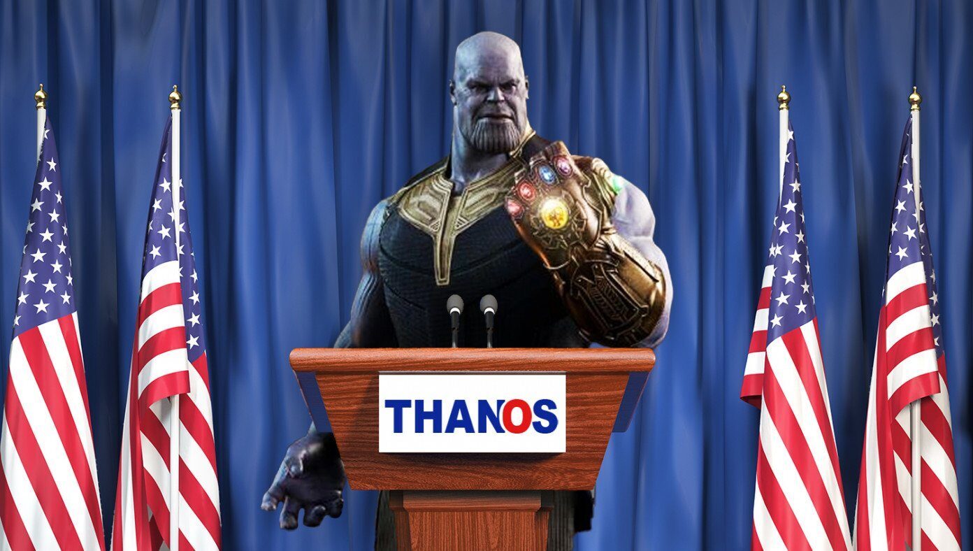 After Wiping Out Half The Universe Thanos Calls For Unity Don T   Thanos US Press Conference 