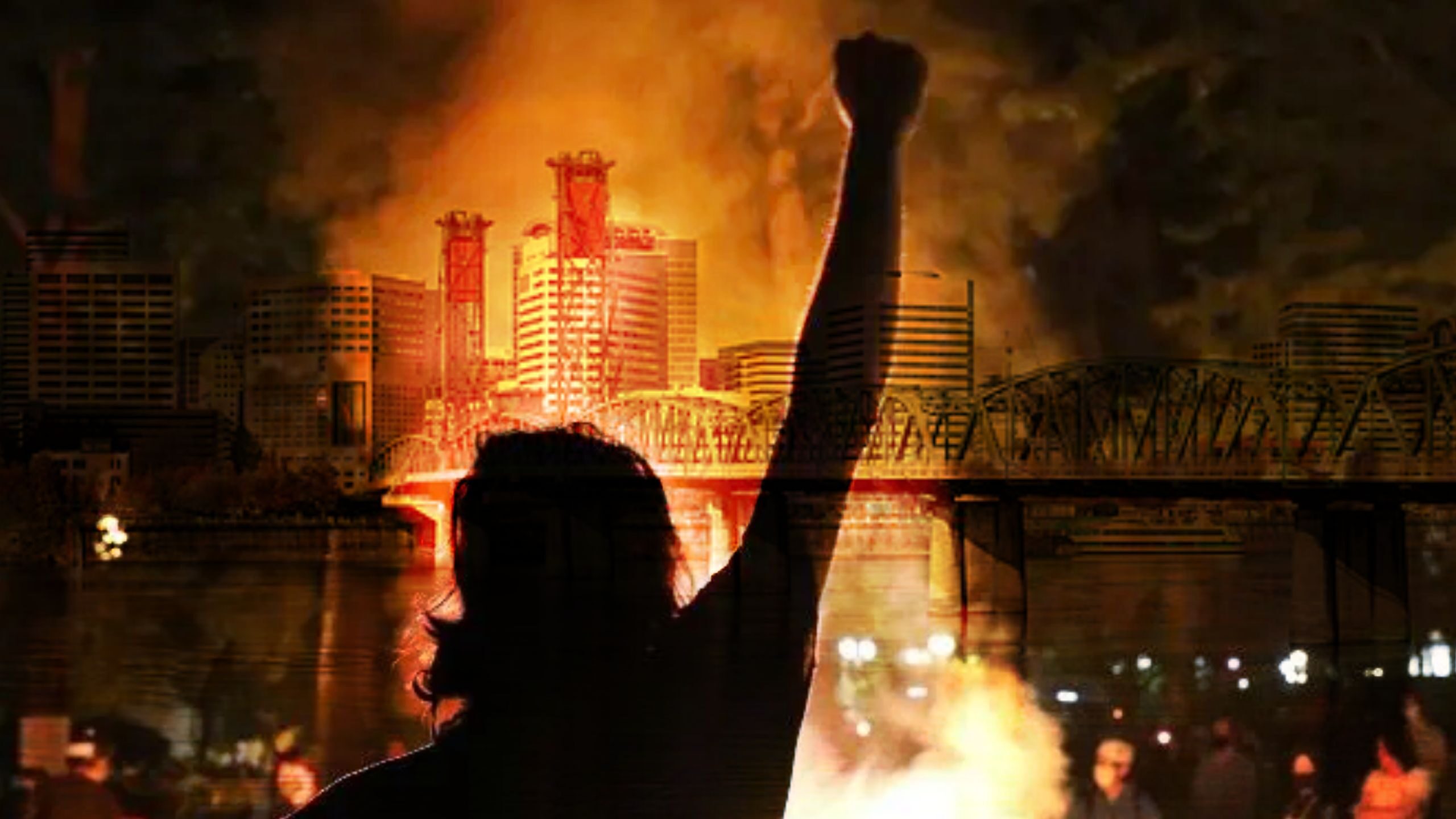 portland antifa riots graphic composite