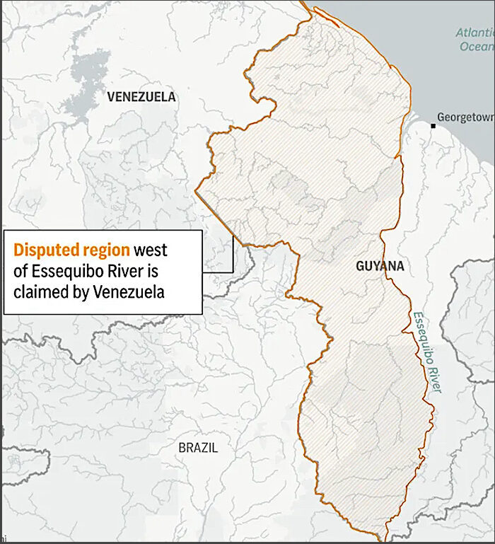 Venezuela Approves Referendum To Take Over Neighboring Oil Rich   1 Map Of Essequibo Dispute Dis 