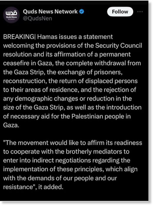 hamas issues truce