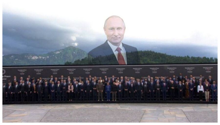 Banner with Putin