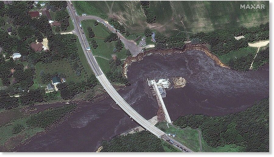 Maxar Technologies has provided satellite images focusing on Rapidan Dam