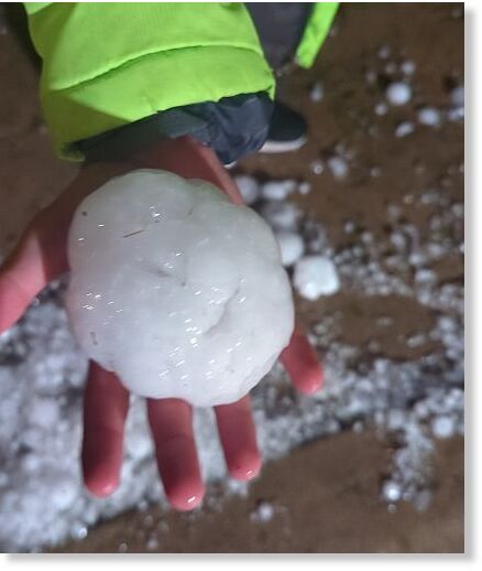 Large hail in Cozad early Saturday June 29, 2024 morning.