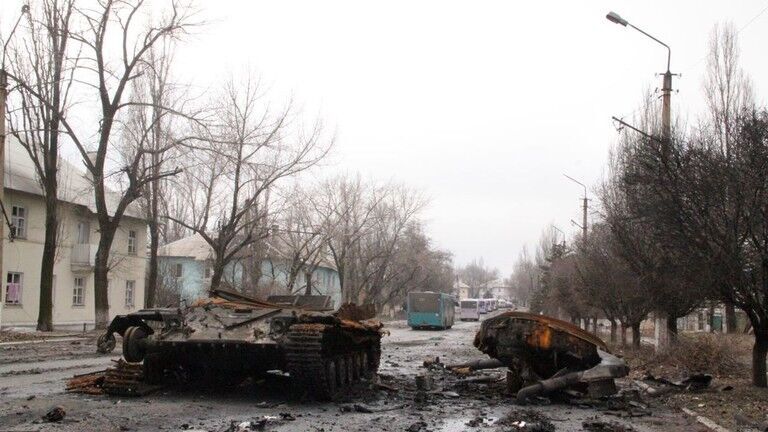 Burnt equipment in Uglegorsk.