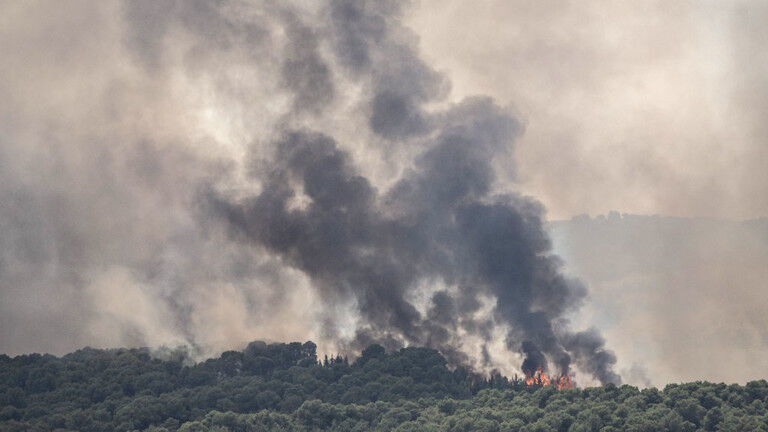 Hezbollah rocket attacks on Kiryat Shmona, Israel on July 04, 2024.