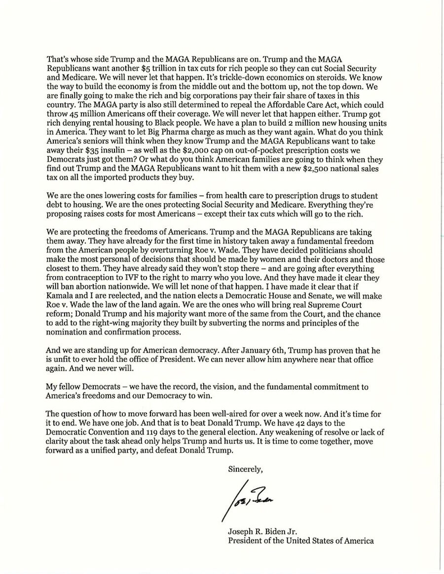 biden letter democrats refuse step down part 2 election