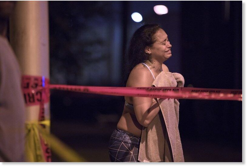 woman crying at crime scene