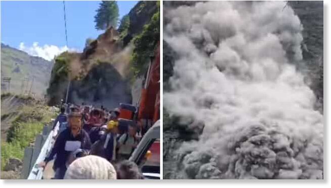 Images of landslide at Badrinath Highway in Joshimath.