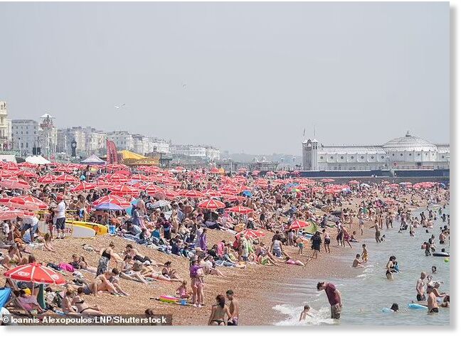 Beachgoers in Brighton