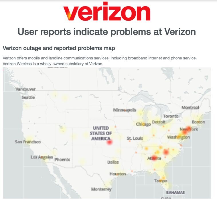 Verizon cell users reportedly hit by widespread US outage 'Stuck in