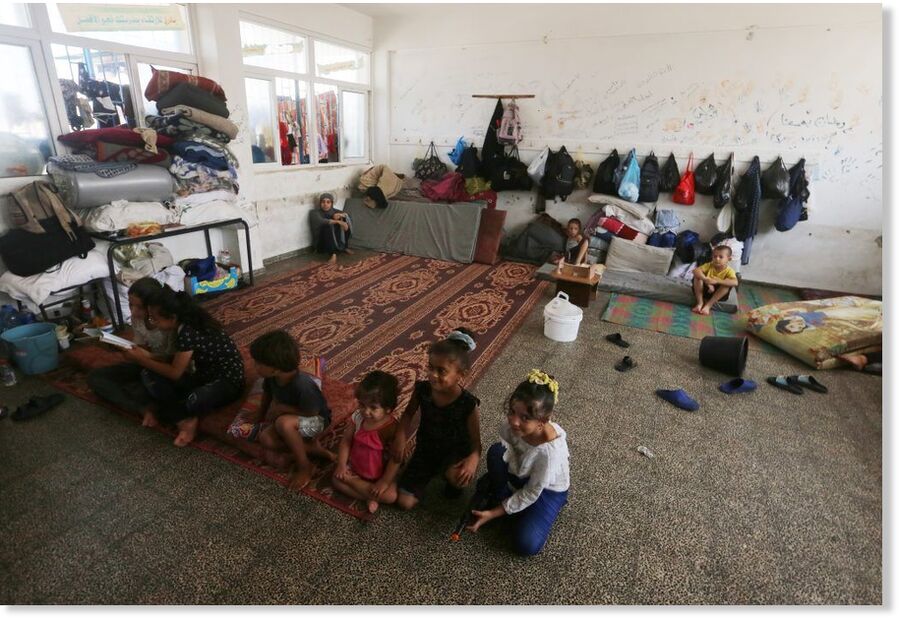 Palestinians children at an UNRWA school in Deir al-Balah, September 9, 2024.