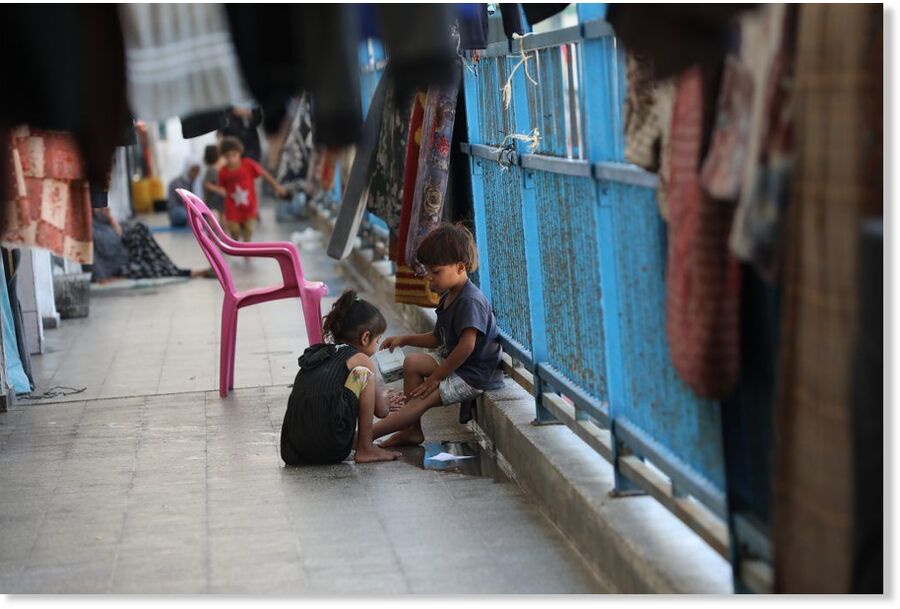 Palestinians children at an UNRWA school in Deir al-Balah, September 9, 2024