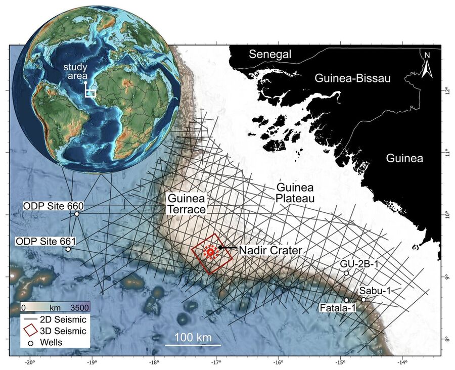 Nadir Crater Location Map