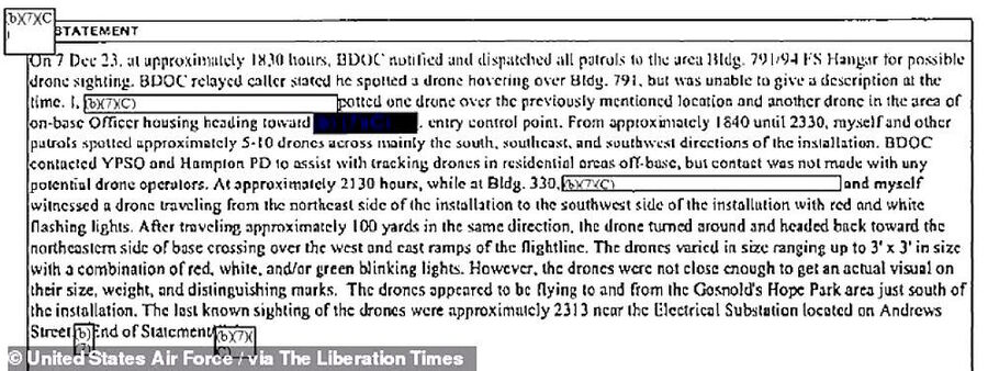 drones ufo swarm langley statement