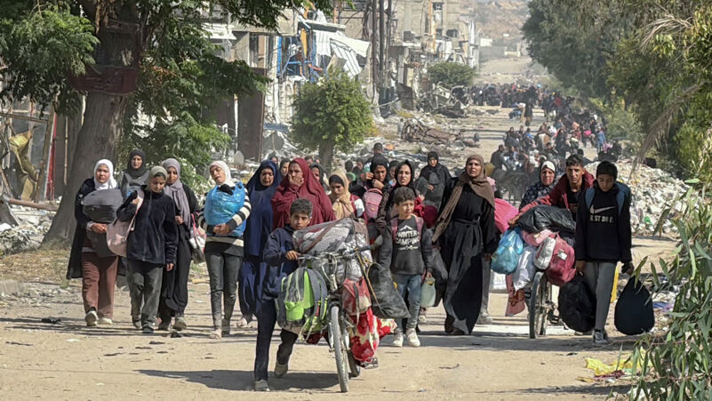 Palestinians walking