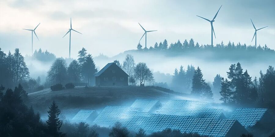 fog wind power turbines solar panels energy loss