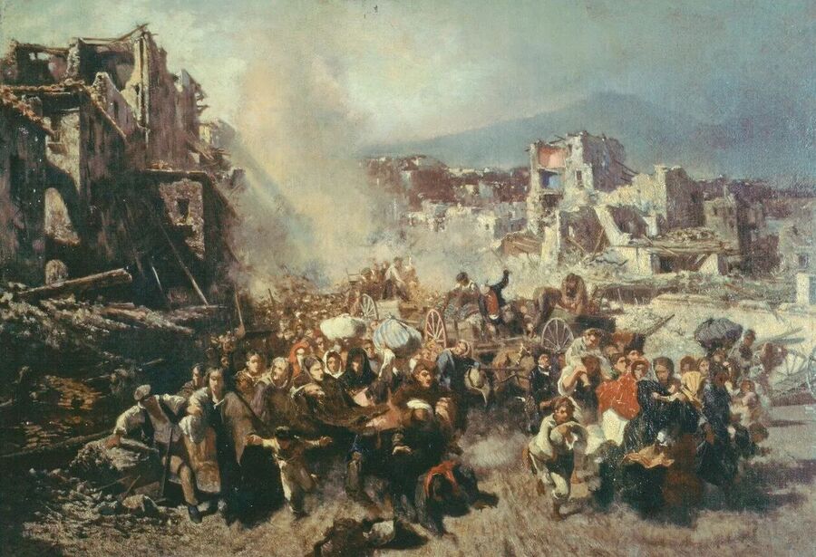 painting Earthquake in Torre Del Greco, Michele Cammarano, 1851