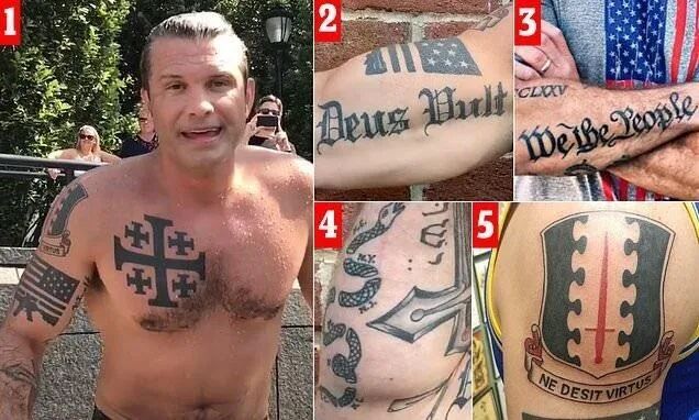 pete hegseth defense secretary tattoos deus vult christian