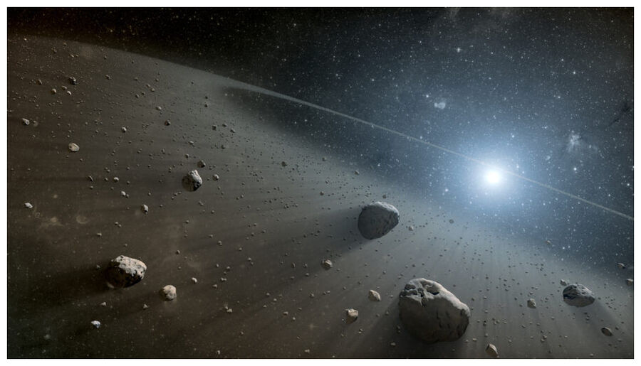 Artist´s impression of an asteroid belt.