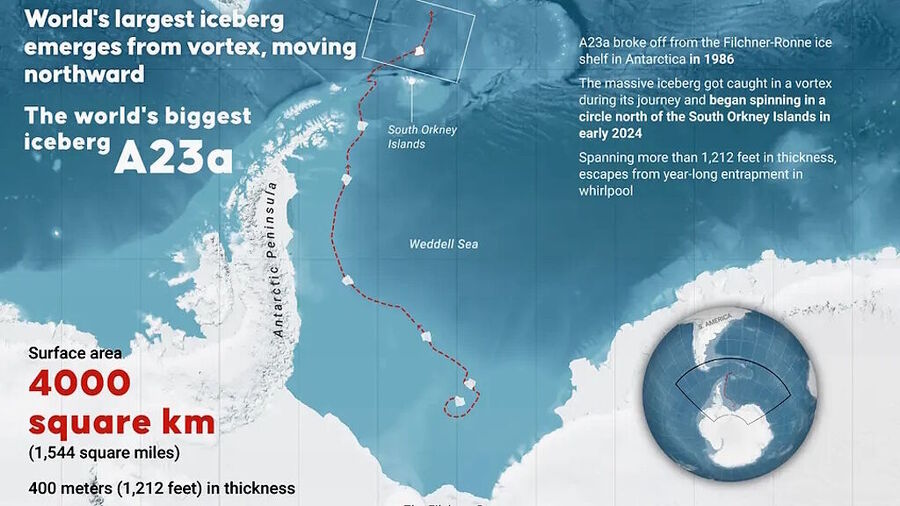 A23a iceberg track antarctica