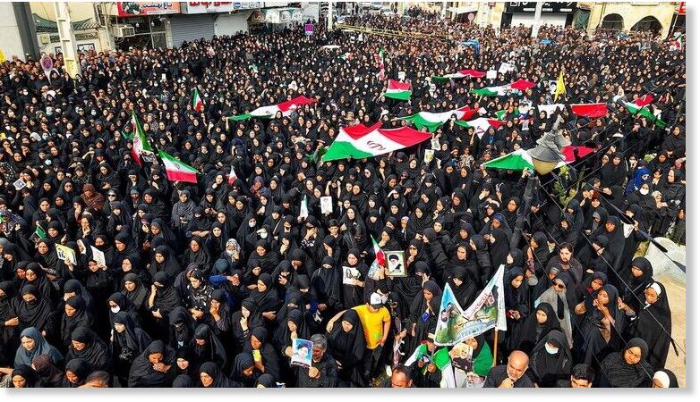 Click to enlarge funeral of children killed in an airstrike on a school in Minab, Iran