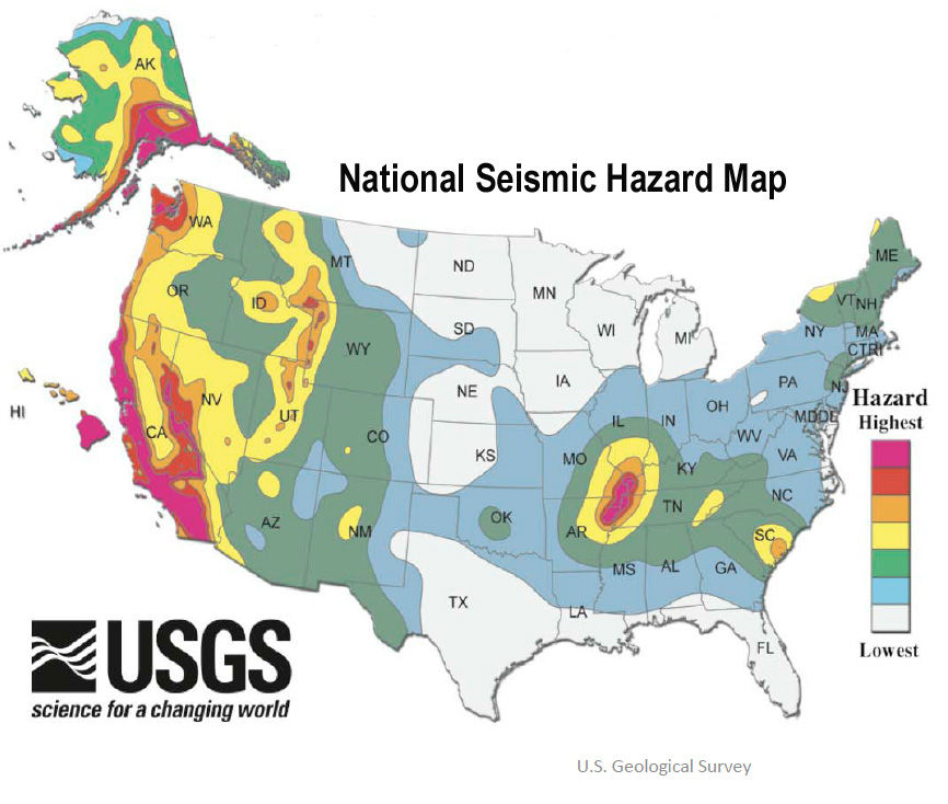 National Geological Survey Earthquake Map - United States Map